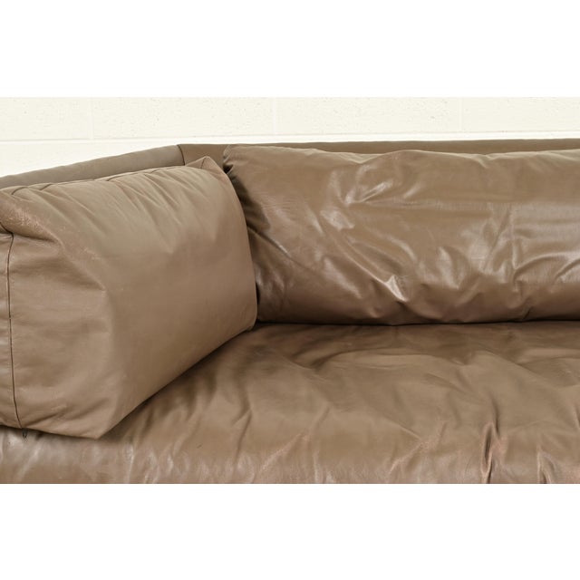 Animal Skin Baker Furniture Modern Leather Tuxedo Sofa For Sale - Image 7 of 12