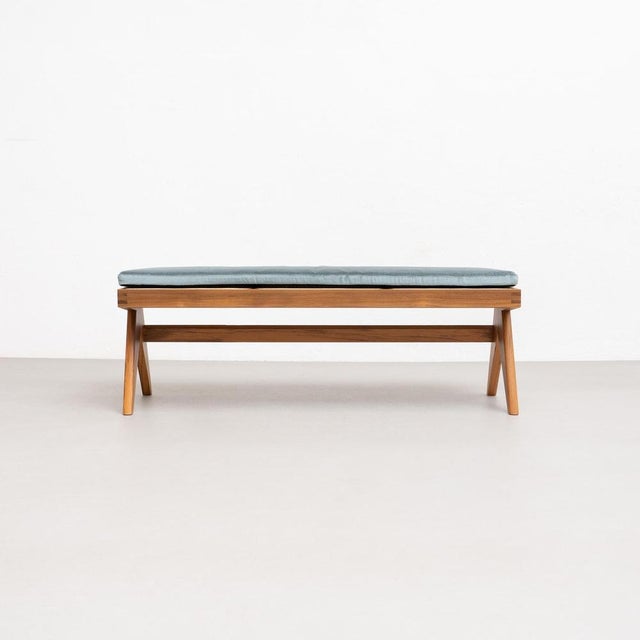 Civil Bench in Wood and Woven Viennese Cane by Pierre Jeanneret for Cassina For Sale - Image 6 of 18