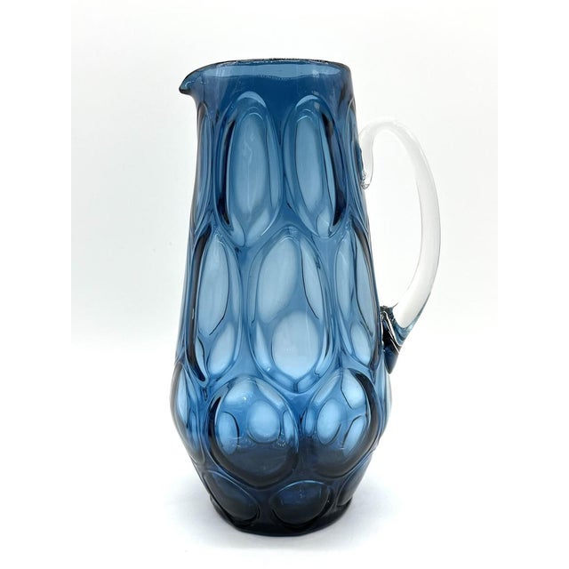 Mid-Century Modern Blue Carafe with Glasses from Empoli, 1960s, Set of 6 For Sale - Image 3 of 17