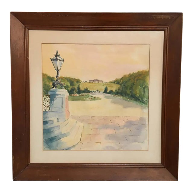 Watercolor of a French Castle by Unknown Artist For Sale