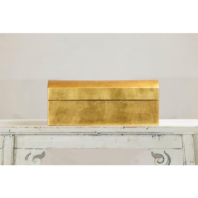 Gold Gilt Wooden Decorative Treasure Box with Gently Arched Lid For Sale - Image 4 of 18