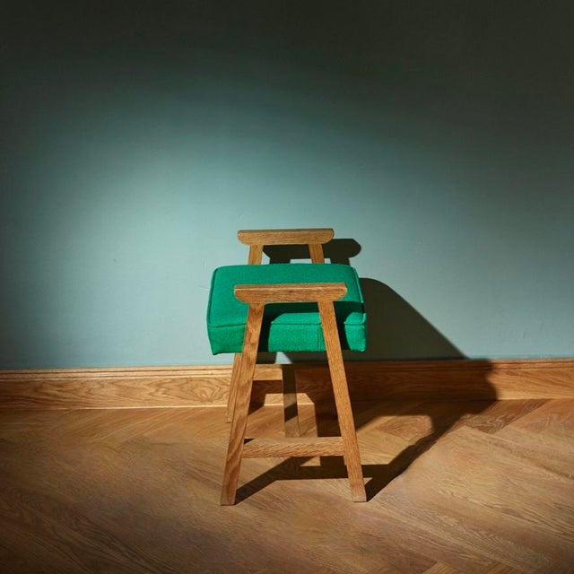 Wood Mid-Century Modern Oak Stool by Guillerme & Chambron for Votre Maison, 1960s For Sale - Image 7 of 8