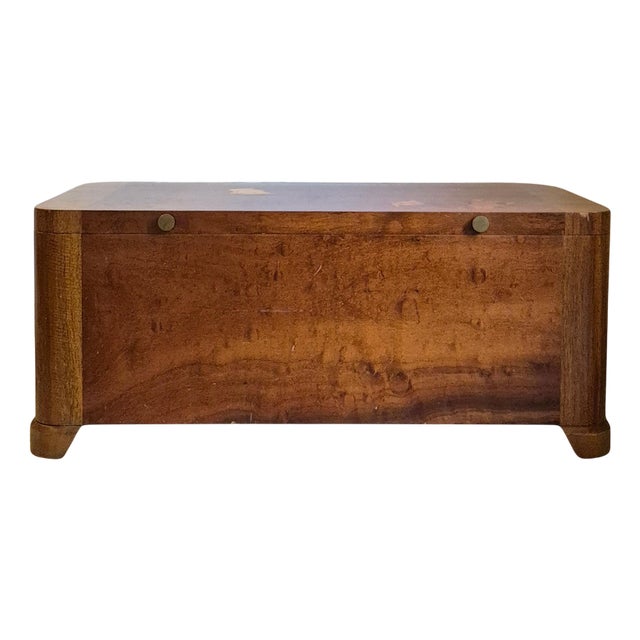 Swedish Modern Blanket Chest or Coffee Table with Marine Intarsia Decor, 1940s For Sale