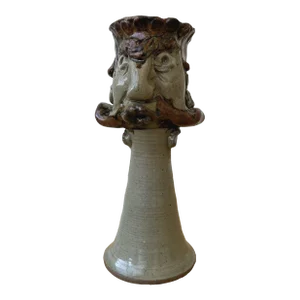 Vintage Handmade Stoneware King's Face Vase / Goblet, Circa 1970s