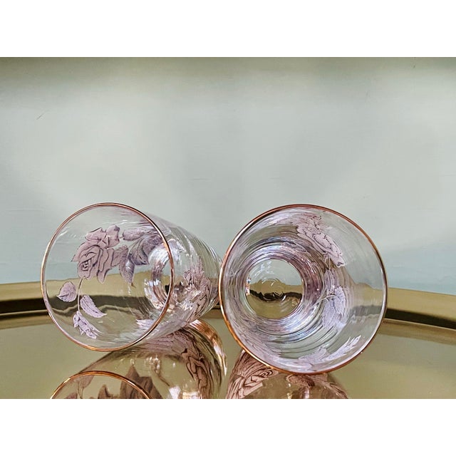Mid 20th Century Vintage Libbey “Rose Bouquet” Gold & White Tumblers- A Pair For Sale - Image 5 of 6