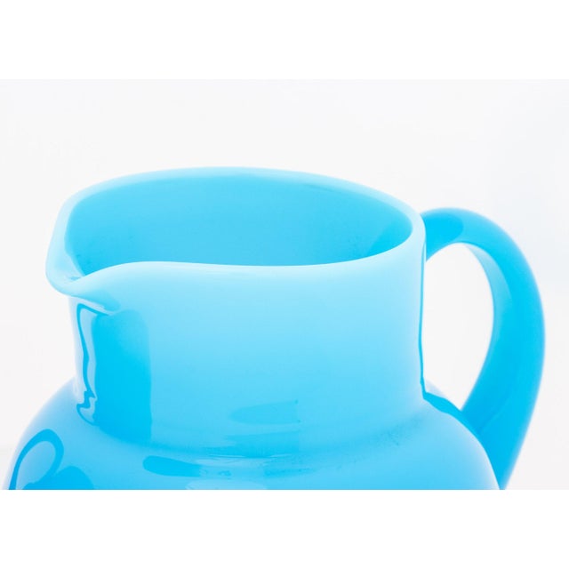 Pair of Erik Hoglund (Swedish, 1932-1998) Turquoise Blue Glass Water Jugs, marked "H 1588/100" to undersides. 6.75" H x...