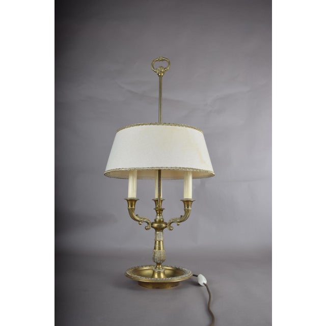 19th Century French Brass Three-Light Bouillotte Lamp with Fabric Shade For Sale - Image 6 of 13
