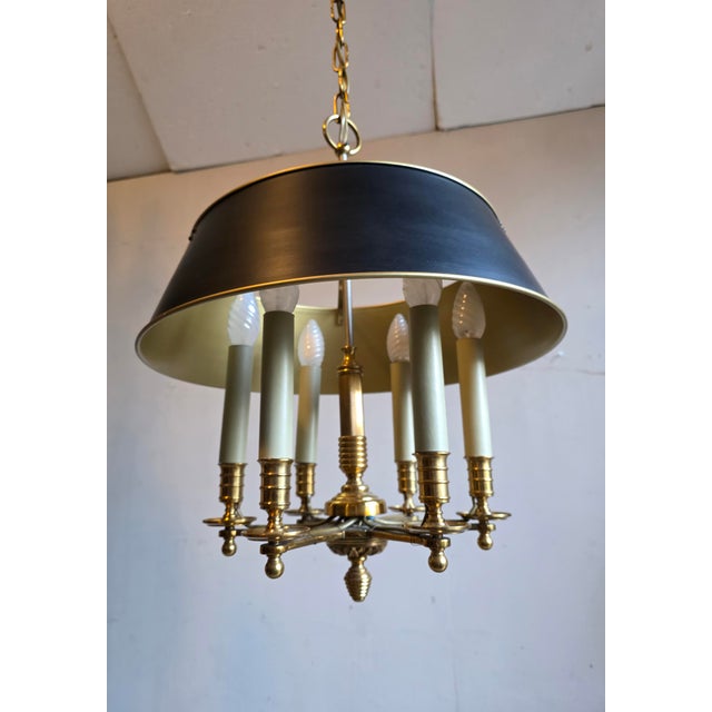 Chandelier in Brass and Lacquered Metal, 1970s For Sale - Image 4 of 9