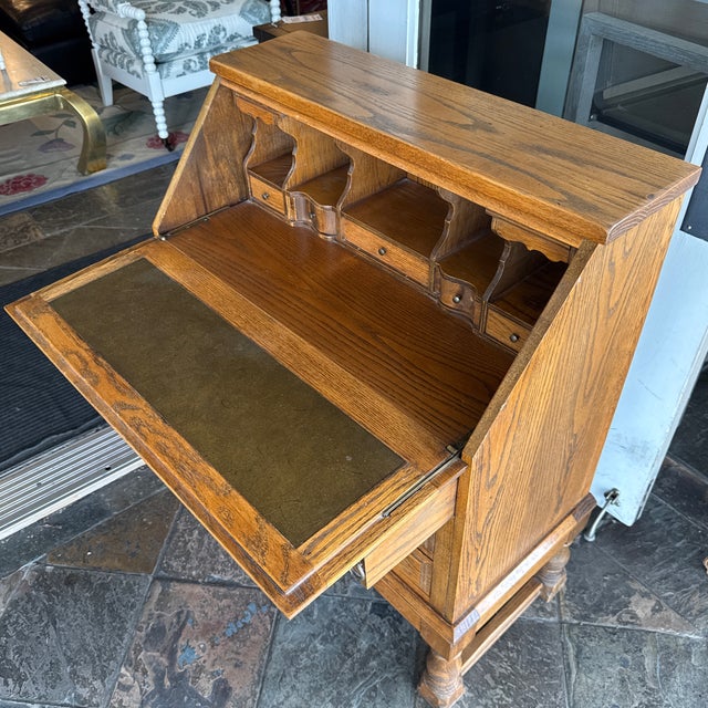 Jacobean Tiger Oak Wood Secretary, Antique For Sale - Image 9 of 12