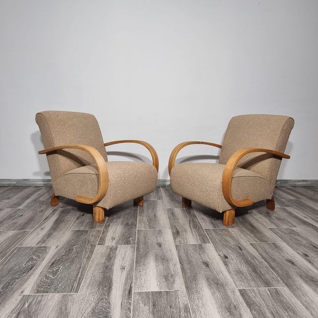 Art Deco Lounge Chairs by Jindřich Halabala, 1950s, Set of 2 For Sale - Image 4 of 17