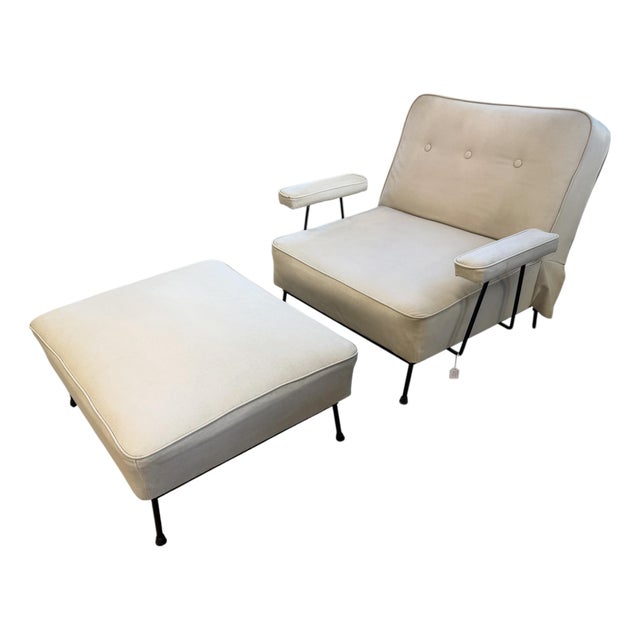 Rare Paul McCobb Mid Century Modern Reclining Chair & Ottoman For Sale