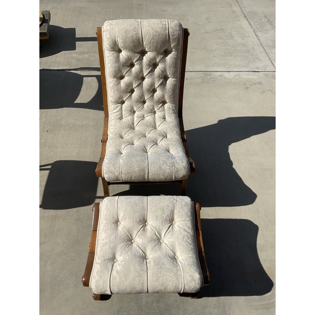 Mid-Century Japanese Showa Era "Obi" Slipper Chair & Ottoman - 2 Piece Set For Sale - Image 4 of 15