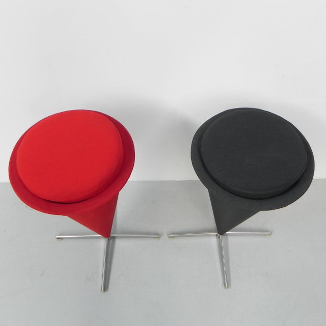 Mid-Century Modern Vintage Cone Stools by Verner Panton for Plus-Linje, 1960s, Set of 2 For Sale - Image 3 of 18