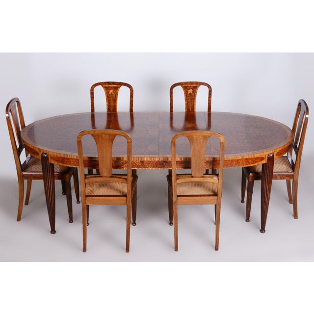 Art Deco Dining Set in Walnut and Mahogany by Paul Follot, France, 1920s, Set of 7 For Sale - Image 15 of 18