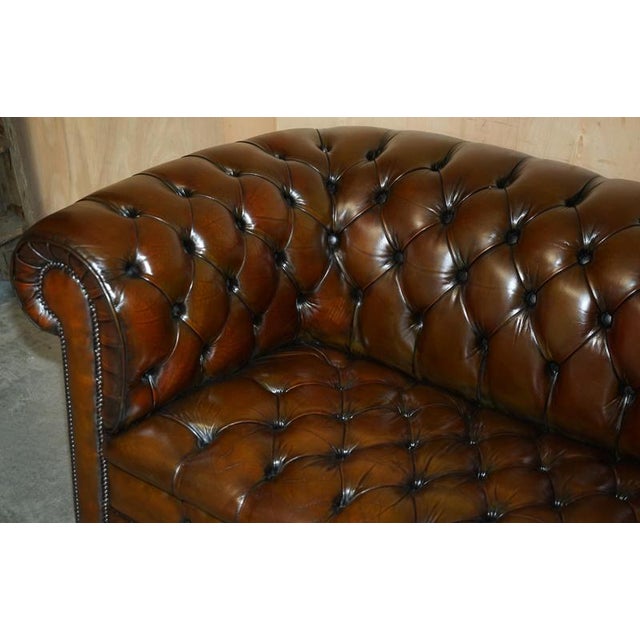 Chesterfield Two-Seater Sofa in Brown Leather, 1920s For Sale - Image 9 of 15