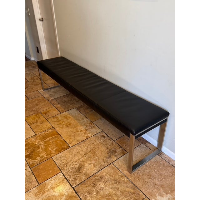 Pair of Contemporary Aramith Fusion Stainless Steel & Leatherette Benches For Sale In Los Angeles - Image 6 of 12