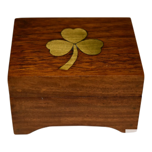Vintage Small Brass Inlaid Wooden Music Box