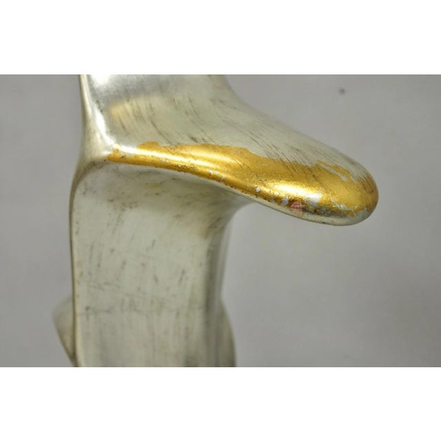 Silver Vintage Brutalist Silver Gold Leaf Sculptural Ceramic Large Abstract Table Lamp For Sale - Image 8 of 12