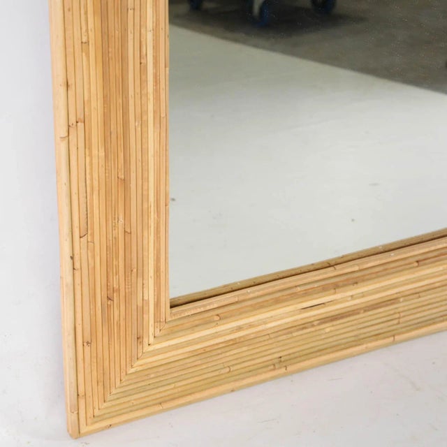 Mid-Century Modern Large Mirror in Rattan Frame For Sale - Image 3 of 15