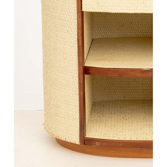 Vintage Modern Walnut and White Painted Rattan Bedside Table For Sale - Image 4 of 7