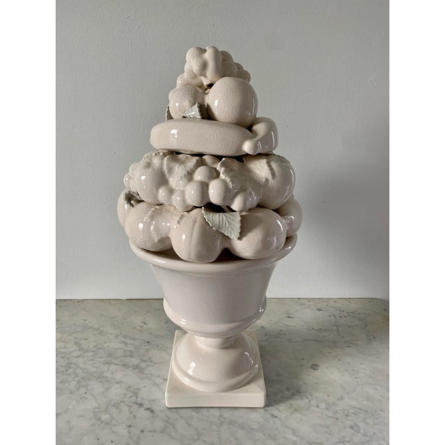 White Mid-Century White Glazed Ceramic Fruit Topiary For Sale - Image 8 of 14