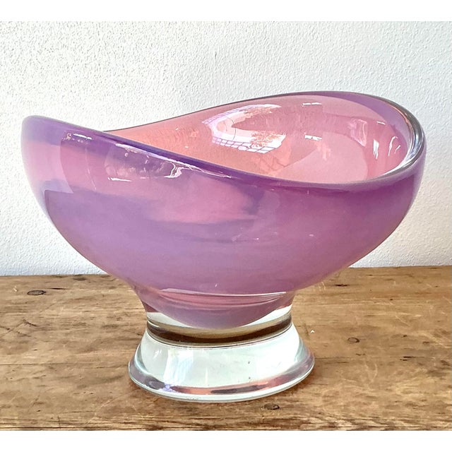 Mid-Century Modern Vintage Boho Italian Art Glass Bowl After Murano For Sale - Image 3 of 12