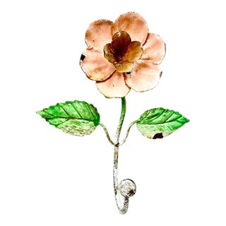 Vintage Tole Metal Flower Hook For Sale