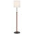 Thomas O'Brien by Visual Comfort Signature Bryant Wrapped Floor Lamp in Bronze and Saddle Leather with Linen Shade For Sale