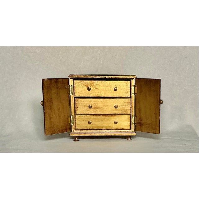 Vintage Gold-Gilt Wooden Music Box Cabinet With Ballerina Paintings, Mid 20th Century For Sale - Image 4 of 12