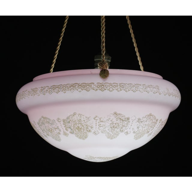 Italian Midcentury Pink Art Decò Vintage Glass Chandelier With Decorations, 1950 For Sale - Image 12 of 17