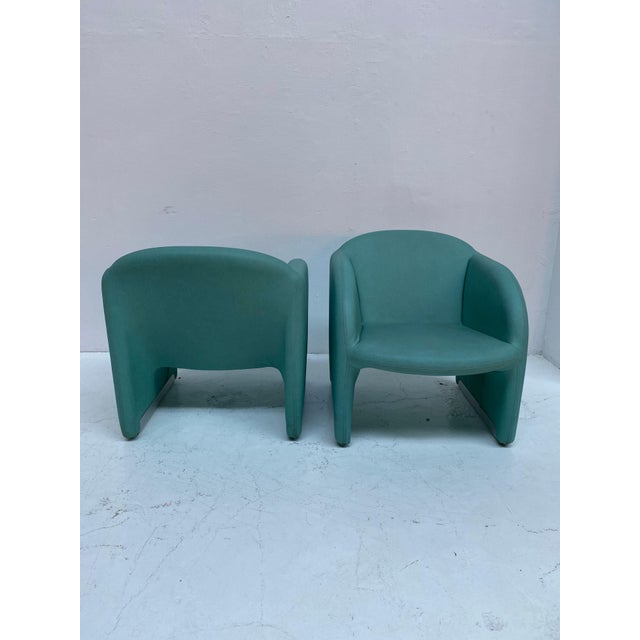 Turquoise Club Chairs, 1980s, Set of 2 For Sale - Image 6 of 12