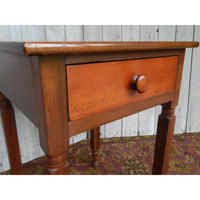 Farmhouse Early 1900's Hardwood Single Drawer Side Table / Stand For Sale - Image 3 of 9