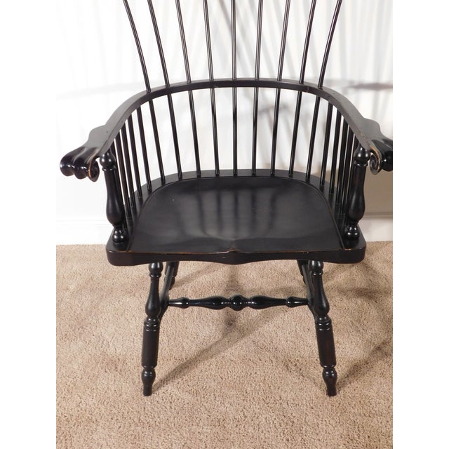 Black Massive Pair Vintage D R Dimes Style Painted Comback Windsor Arm Chairs For Sale - Image 8 of 15
