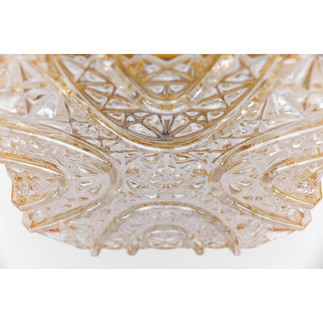 Square 3D Amber Glass Flush Mount Lamp by Limburg, Germany, 1960s For Sale - Image 9 of 12