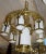 Chandelier Antique Brass and Glass For Sale - Image 4 of 4
