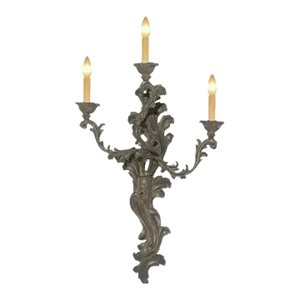 1990 Italian French Design Hand Carved Three Light Wood Sconce