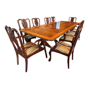 1950s Large Baker Dining Table & 10 Chippendale Style Dining Chairs