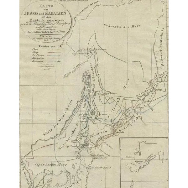 Antique Map of Hokkaido, Island of Japan, 1812 For Sale - Image 6 of 7