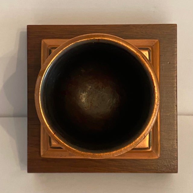 1950’s Solid Bronze Apothecary Mortar and Pestle Mounted on Solid Walnut Presentation Base. For Sale - Image 9 of 13