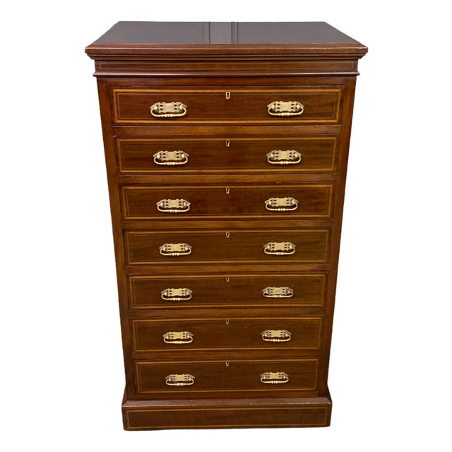 Inlaid Mahogany Pillar Chest by Maole & Co., 1900 For Sale