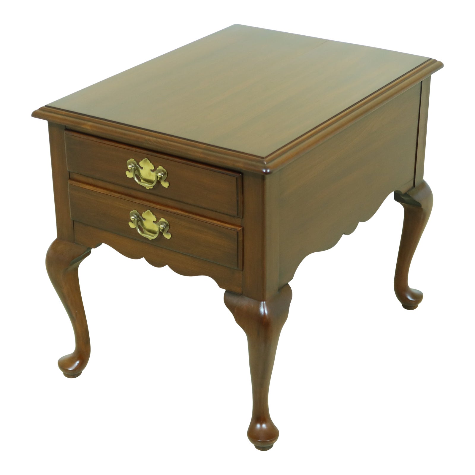 Henkel Harris Cherry 2 Drawer Queen Anne End Table Chairish