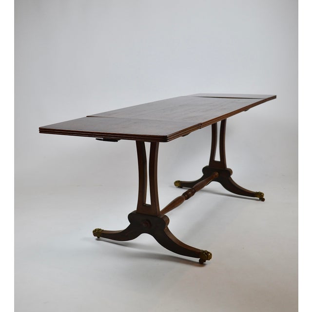 Wood Regency Revival British Coffee Table with Brass Paw Feet, 1920s For Sale - Image 7 of 13