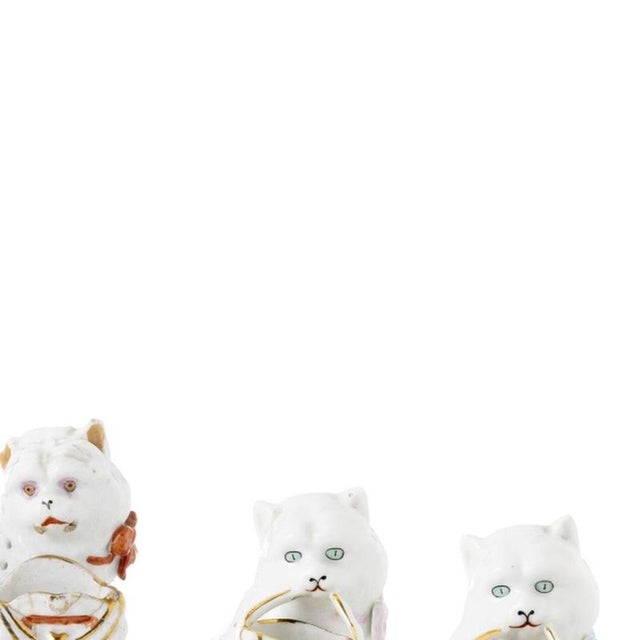 Porcelain Cat with Basket Toothpick Holders from Vista Alegre, Set of 5 For Sale - Image 4 of 6