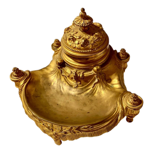 Antique 19th Century French Gilt Bronze Inkwell