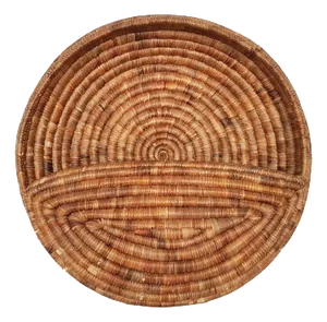 Vintage Round Wicker Straw Wall Storage Basket, 1960s