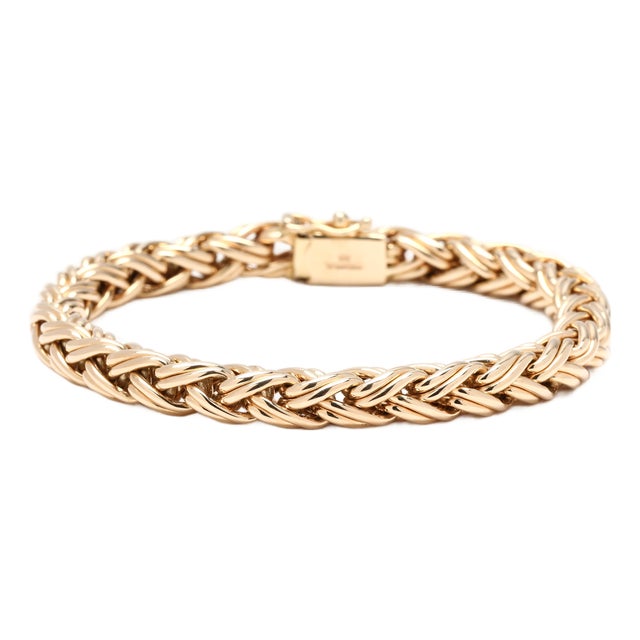Tiffany & Co Woven Bracelet, 14k Yellow Gold, 7.38 Inches For Sale