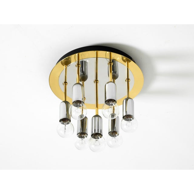 Postmodern Postmodern Ceiling Lamp in Brass and Chrome from H. Schmidt Leuchtenfabrik, 1980s For Sale - Image 3 of 14