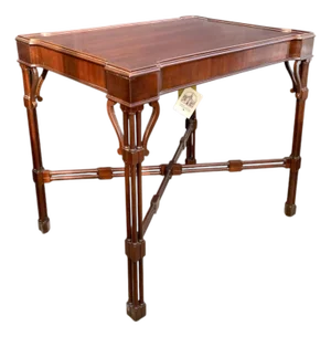 Late 20th Century Table Drexel Heritage Brand Chippendale Style Mahogany Wood Vintage ClassicDecor