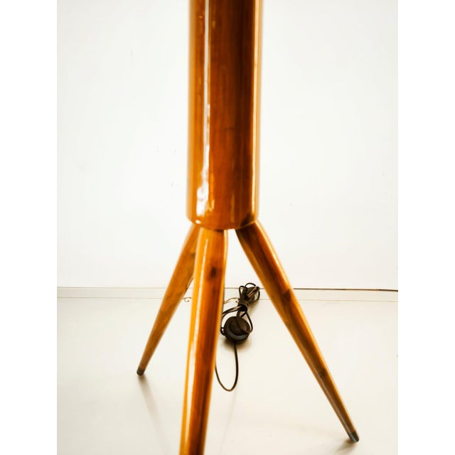 Wood Wooden Floor Lamp with Glass Top and Lampshade For Sale - Image 7 of 18