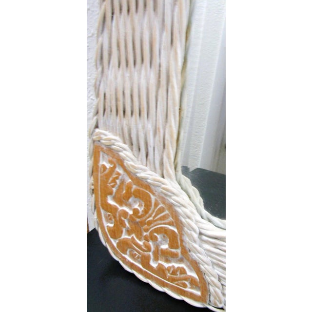 2000 - 2009 Pier One Jamaica Collection Wicker and Carved Wood Horizontal or Vertical Wall Mirror For Sale - Image 5 of 9